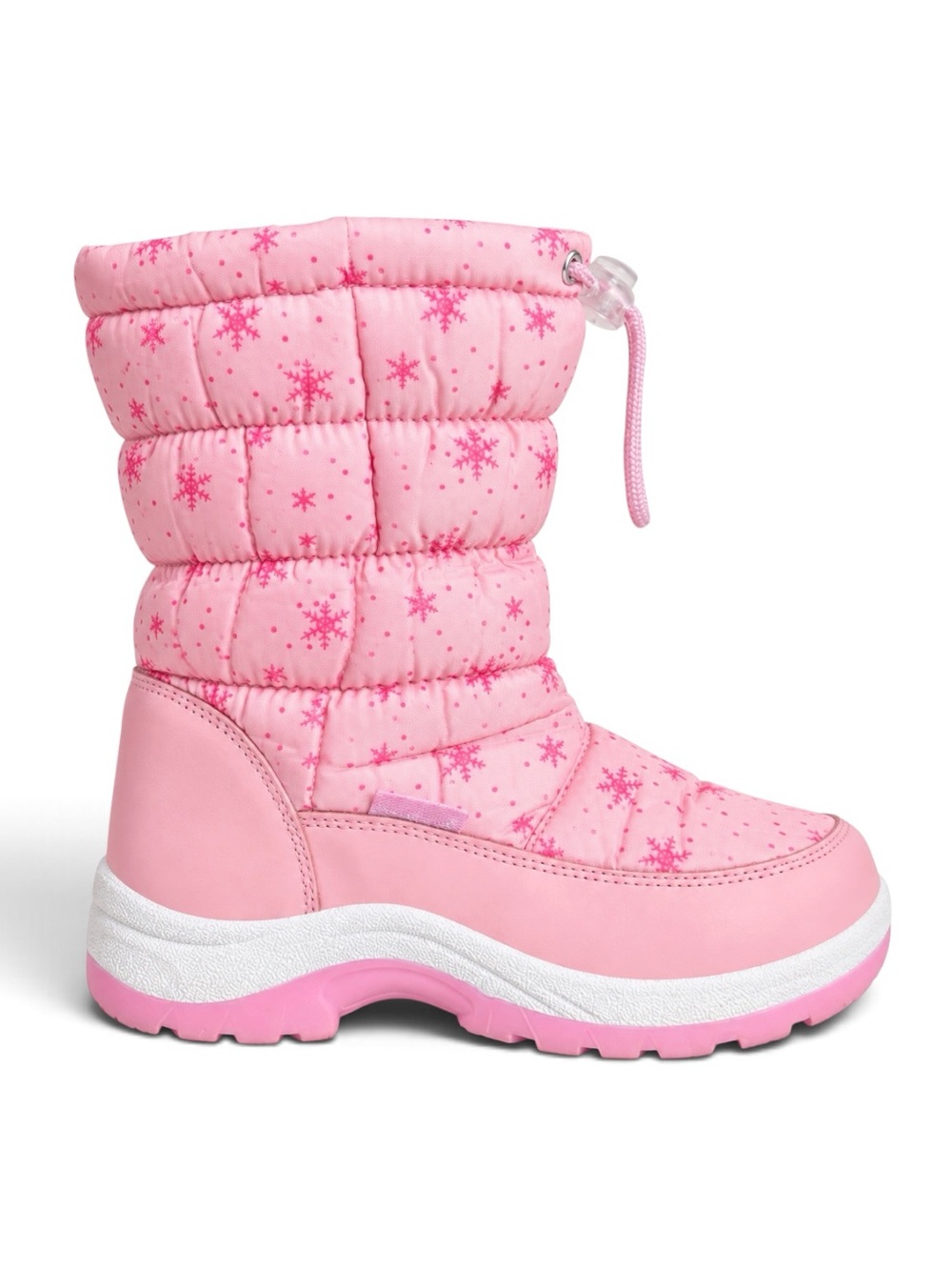 Pink Snowflake Insulated Winter Snow Boots Faux Fur Girls Size 11 EU 29
